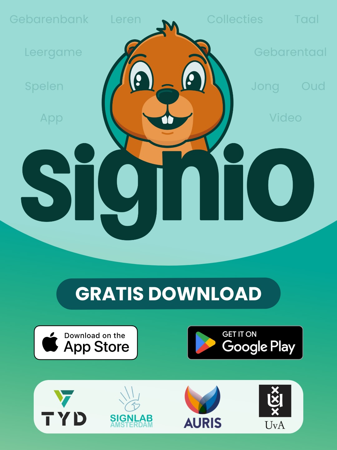 Poster for downloading the Signio app.